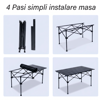 Set de Camping cu Masă Pliabilă și 4 Scaune