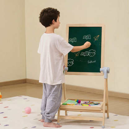 Tablă din Lemn Magnetică cu 2 Suprafețe tip Șevalet
