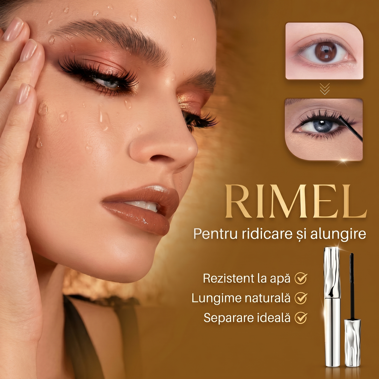 Rimel Rezistent la Apă și Anti-Întindere cu Efect de Alungire