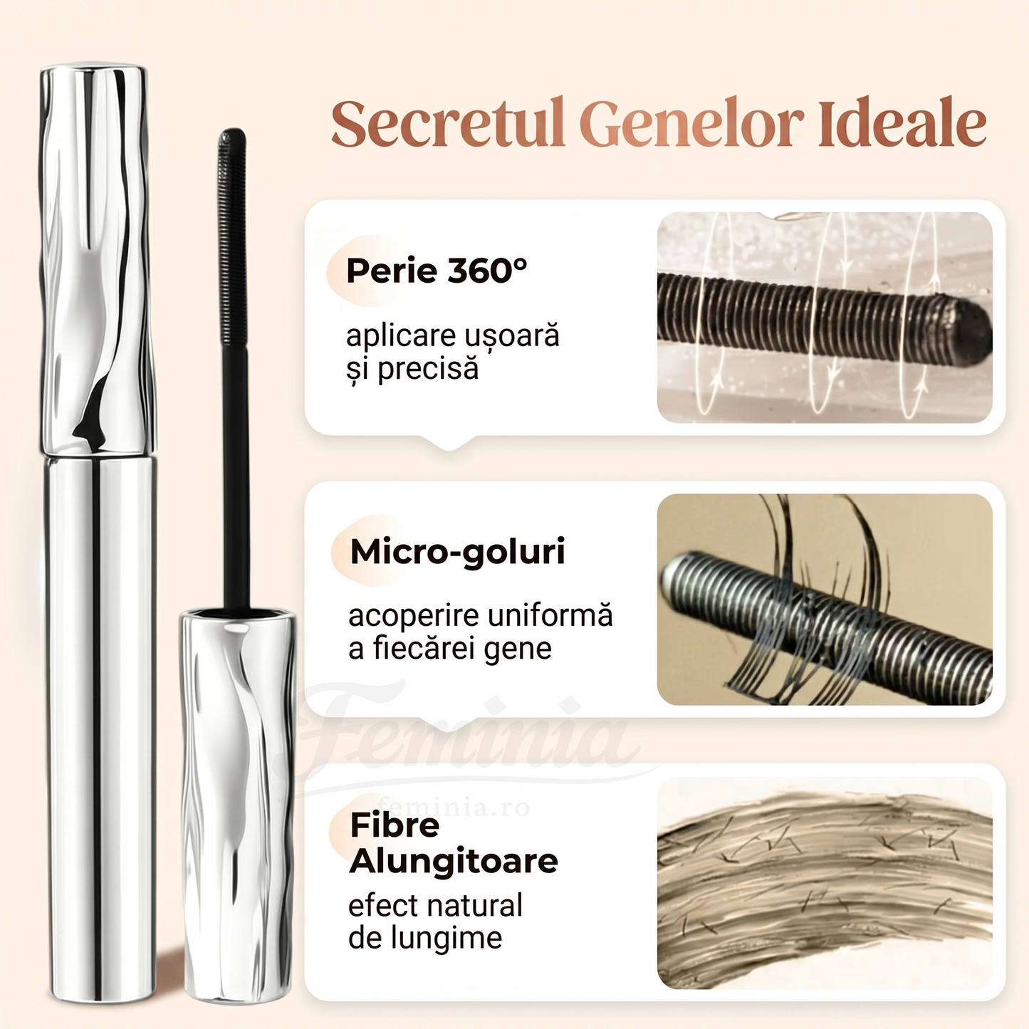 Rimel Rezistent la Apă și Anti-Întindere cu Efect de Alungire