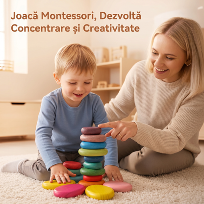 Set 16 Pietre Montessori din Lemn pentru Echilibru