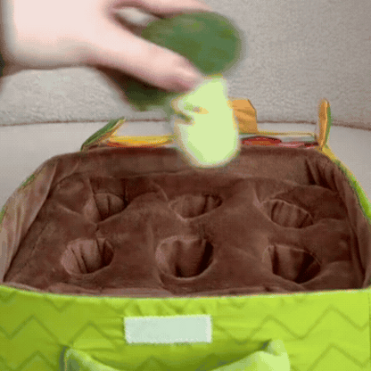Jucărie Montessori Senzorială pentru Bebeluși 6-12 Luni – Grădină cu Fructe și Legume Plush