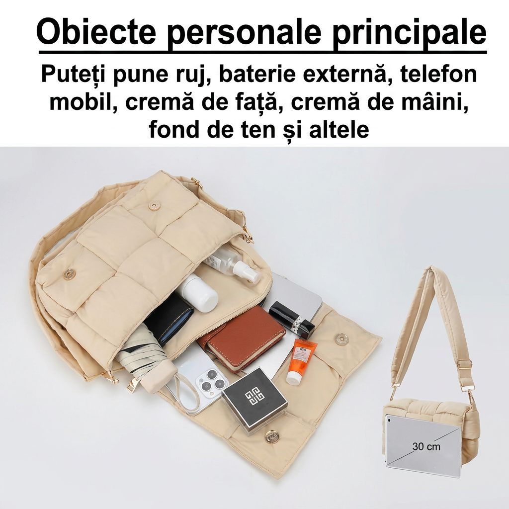 Geantă Tote Dama Împletită și Căptușită Bej
