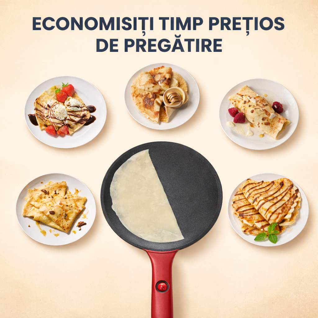 Tigaie Portabilă Electrică pentru Clătite, Fără Aragaz