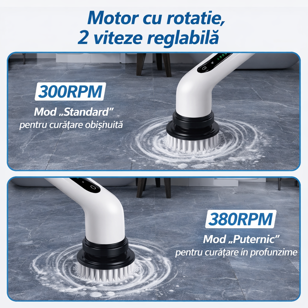 Perie Electrică Rotativă 9 în 1 cu Mâner Telescopic