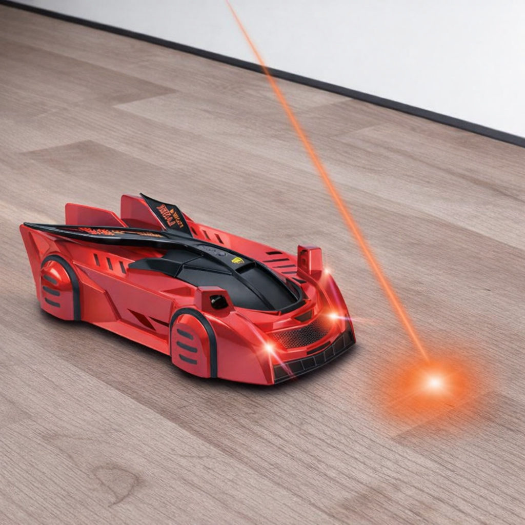 Mașinuță de Cascadorii cu Efect de Fum și Telecomandă cu Laser, Roșie