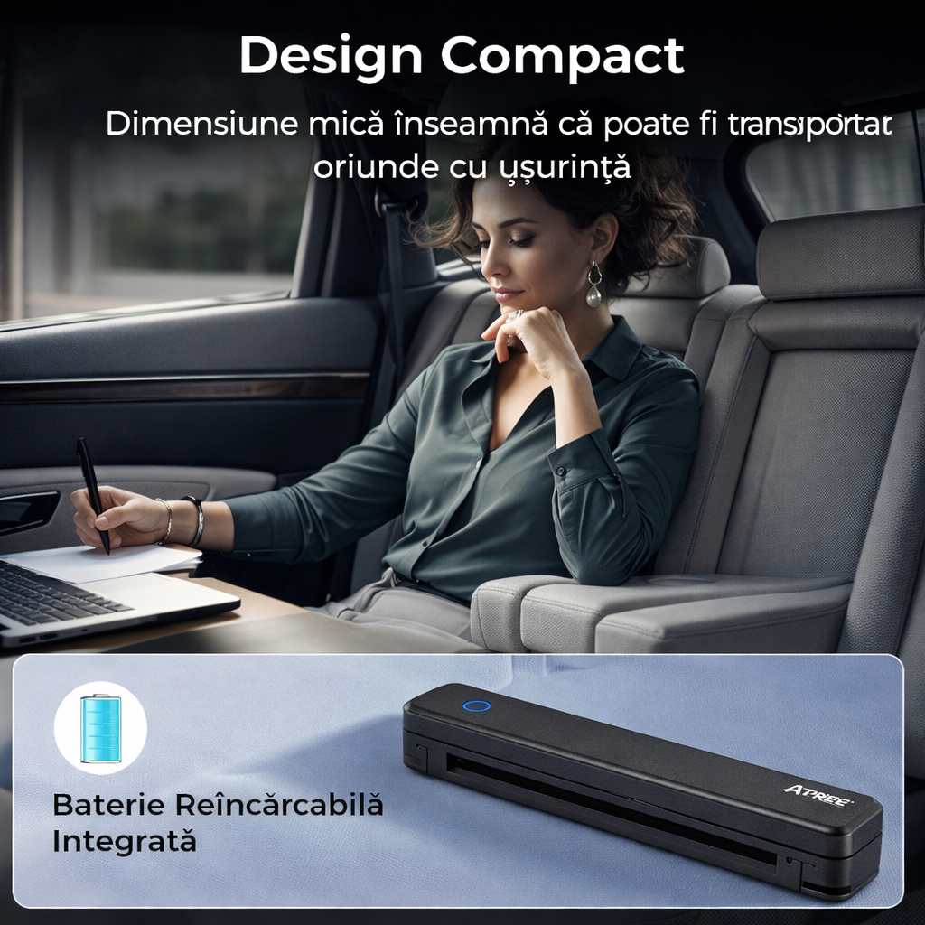 Imprimantă Termică Portabilă Mini Wireless cu Scanner