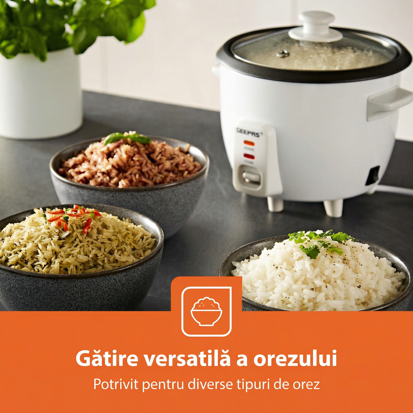 Oala Electrică pentru Gătit, 2 în 1, Funcție de Menținere la Cald, Recipient Antiaderent și Capac din Sticlă