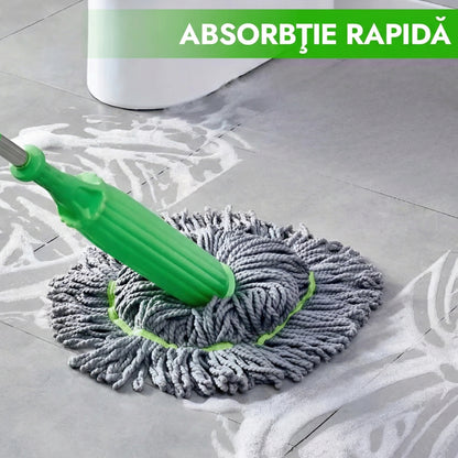 Mop cu Stoarcere Automată, Microfibre Ultra-Absorbante, Mâner Telescopic și Curățare Eficientă