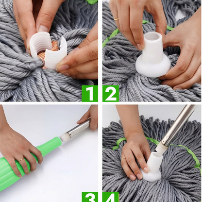 Mop cu Stoarcere Automată, Microfibre Ultra-Absorbante, Mâner Telescopic și Curățare Eficientă