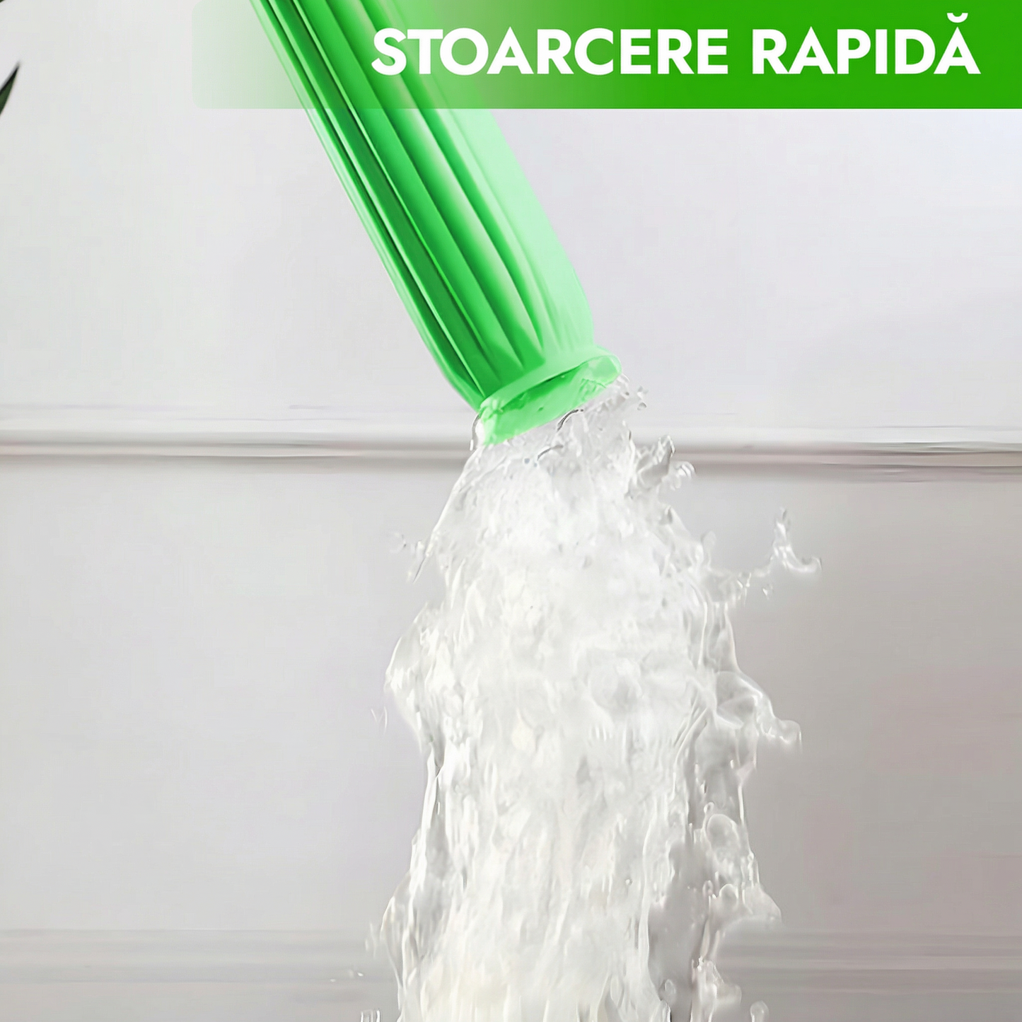 Mop cu Stoarcere Automată, Microfibre Ultra-Absorbante, Mâner Telescopic și Curățare Eficientă