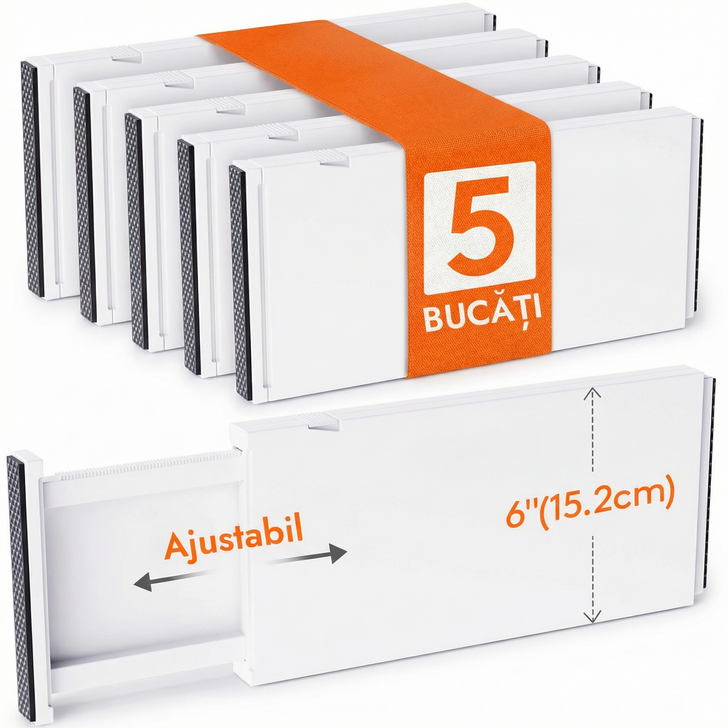 Separator Reglabil pentru Sertare, Extensibil până la 43 cm, pentru Bucătărie, Dormitor sau Birou