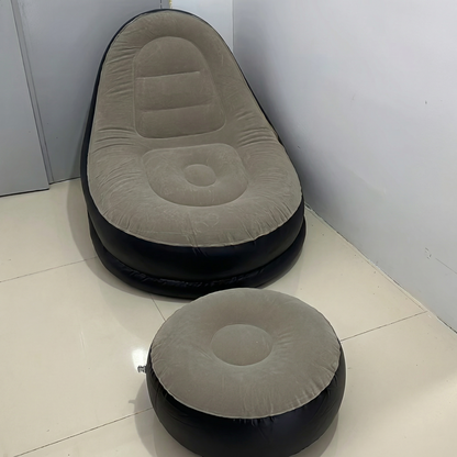 Set Fotoliu și Suport Picioare Gonflabil din Material Durabil, Potrivit pentru Interior și Exterior cu Umflare Rapidă