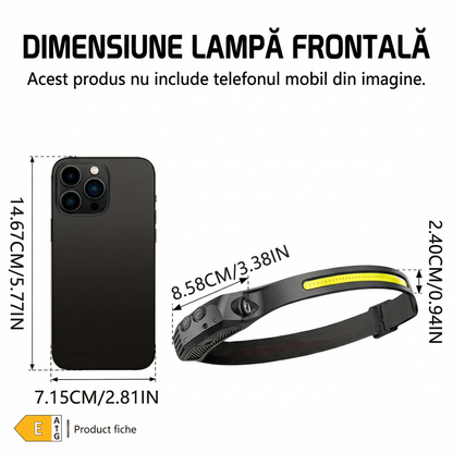 Lanternă Frontală LED Multifuncțională de Exterior cu Senzor de Mișcare