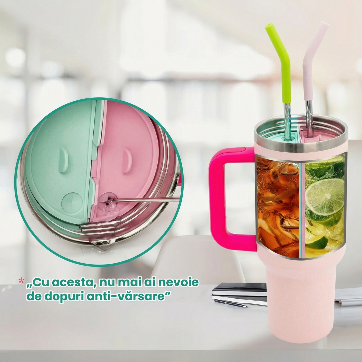 Separator Dublu din Silicon cu Capac pentru Pahar