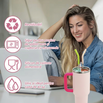 Separator Dublu din Silicon cu Capac pentru Pahar