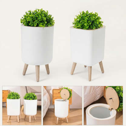 CoșulCreativ - Coș de Gunoi cu Plante Artificiale pentru Baie și Bucătărie