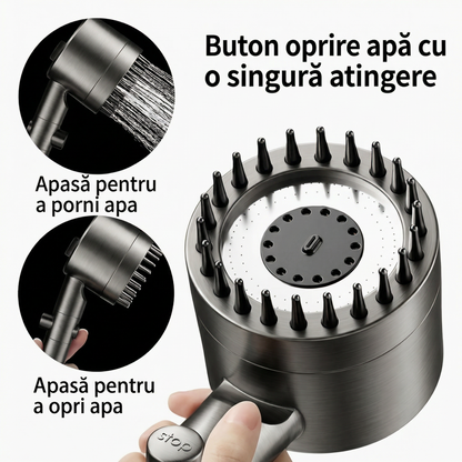 Cap de Duș cu Masaj cu 3 Moduri și Funcție de Filtrare, CADOU 18 Filtre de Înlocuire