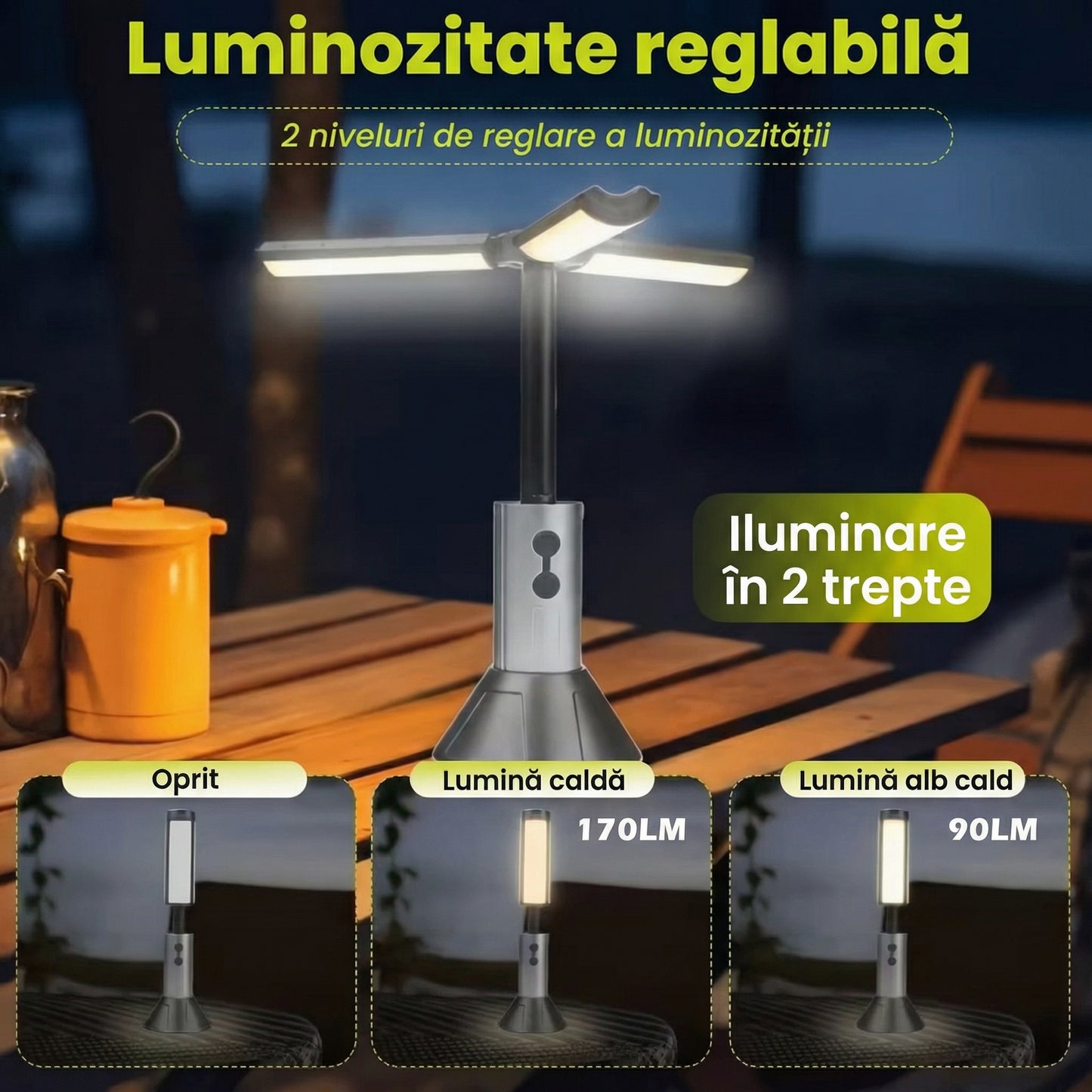 Proiector LED și Lanternă pentru Camping