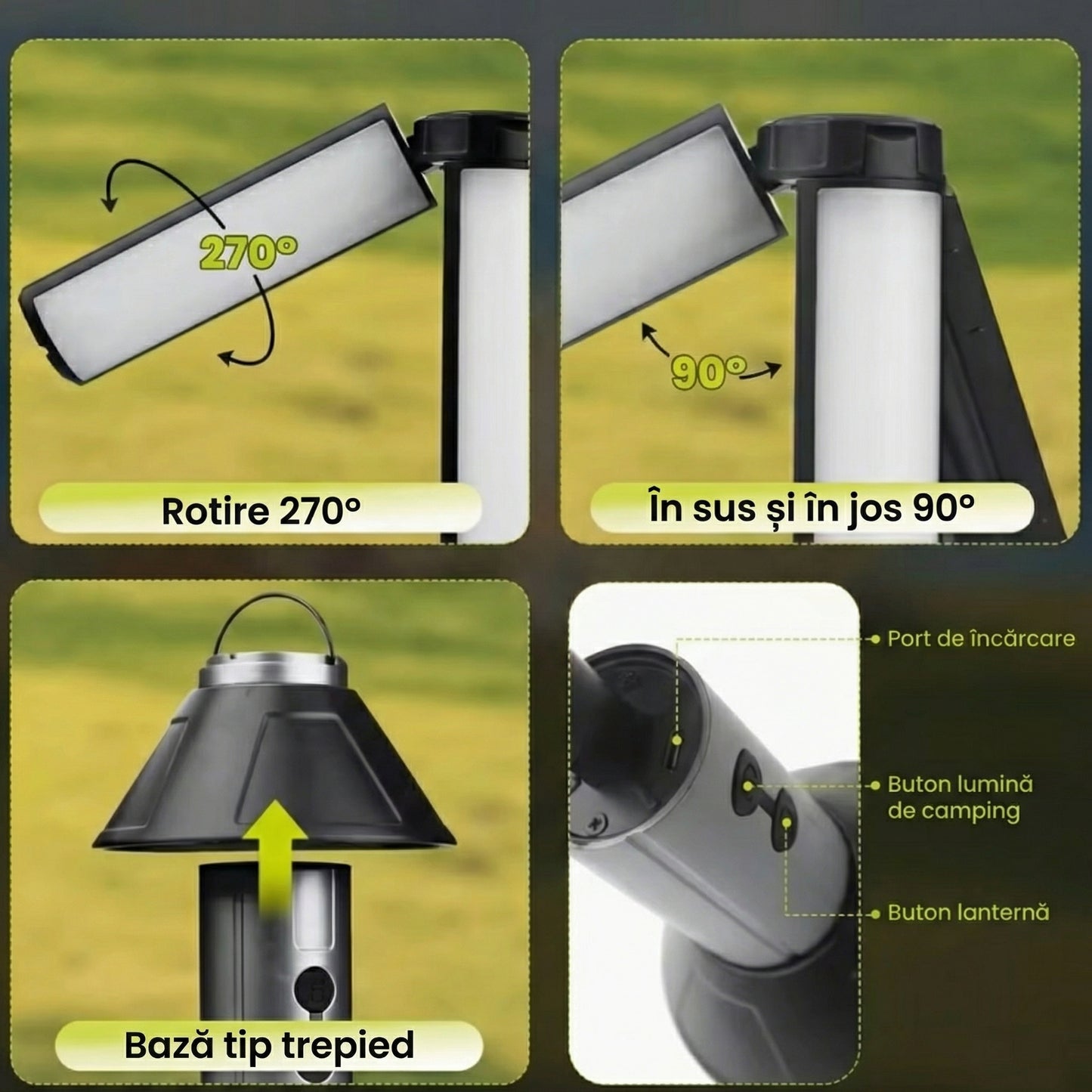 Proiector LED și Lanternă pentru Camping