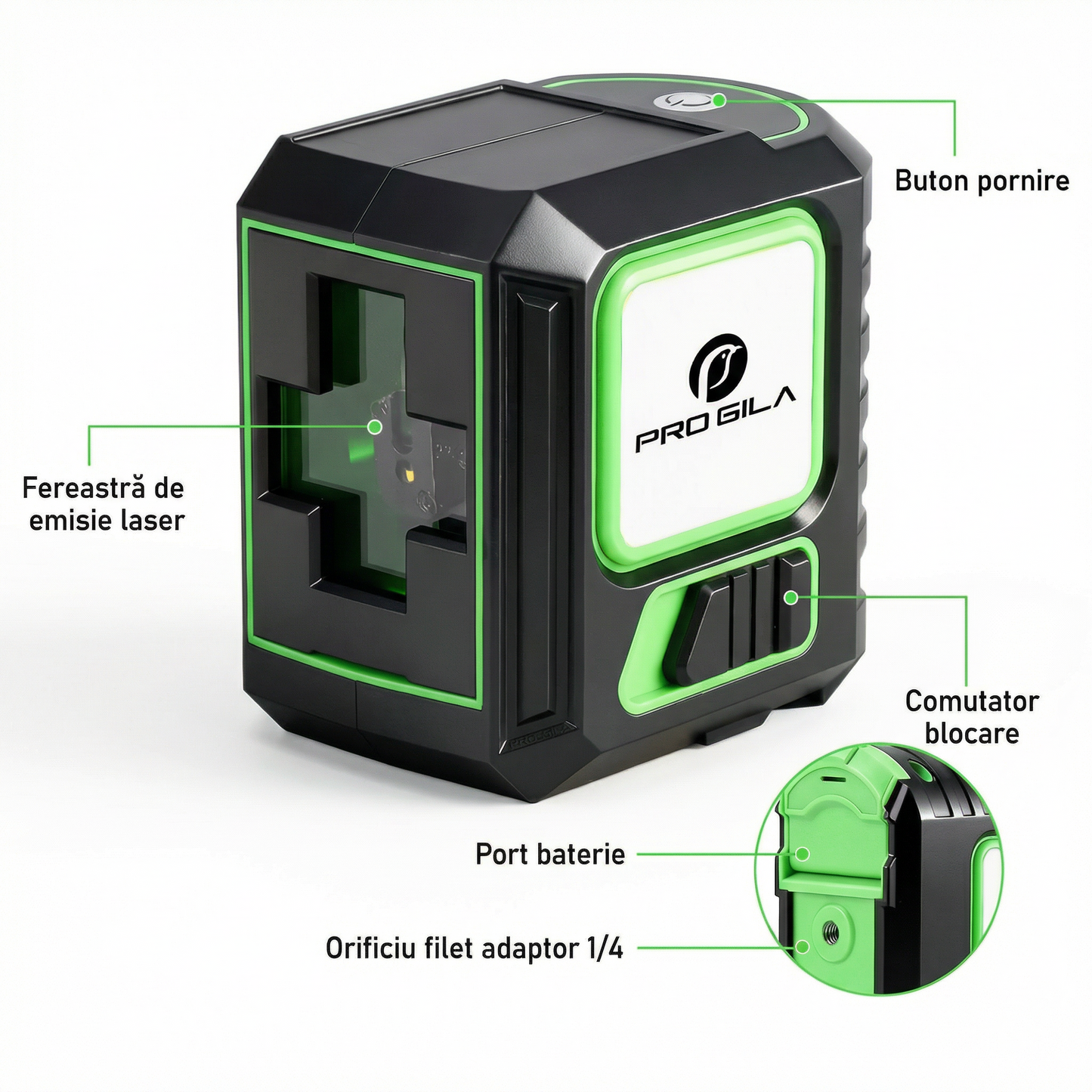 Auto-Nivelantă cu Laser Verde pe 2 Axe
