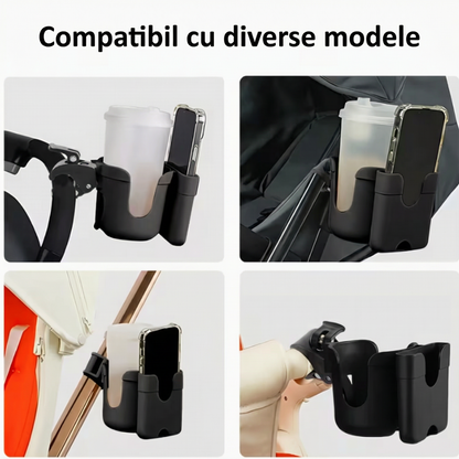Suport Versatil de Pahar și Telefon de Cărucior