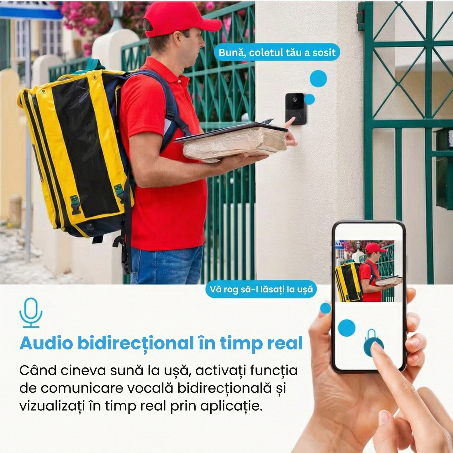 Sonerie Video WiFi cu Cameră și Control la Distanță