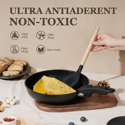 Set Complet Cu 22 De Piese Pentru Bucătărie Cu Oale, Tigăi, Wok, Tăvi, Ustensile, Accesorii