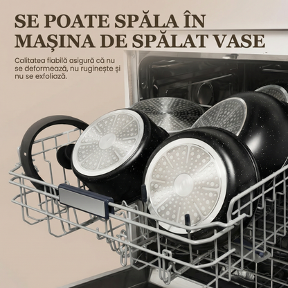 Set Complet Cu 22 De Piese Pentru Bucătărie Cu Oale, Tigăi, Wok, Tăvi, Ustensile, Accesorii