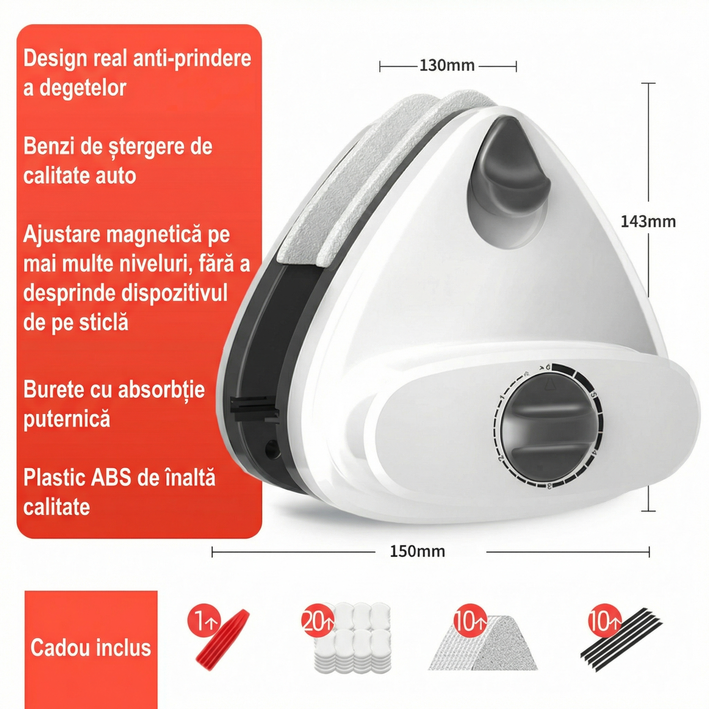 Ștergător de Geamuri Magnetic Cu Două Fețe