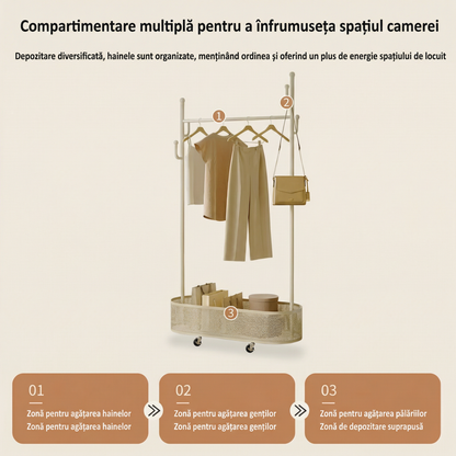 Suport de Haine Mobil din Oțel Inoxidabil cu Roți și Capacitate 40 kg