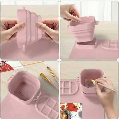 Covoraș de Pictură din Silicon cu Separator de Culori și cu Cană