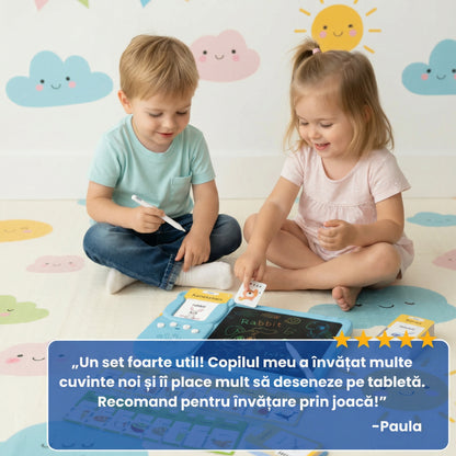 Set Educativ Cu Carduri Vorbitoare În Limba Engleză Și Tabletă De Scris Pentru Copii