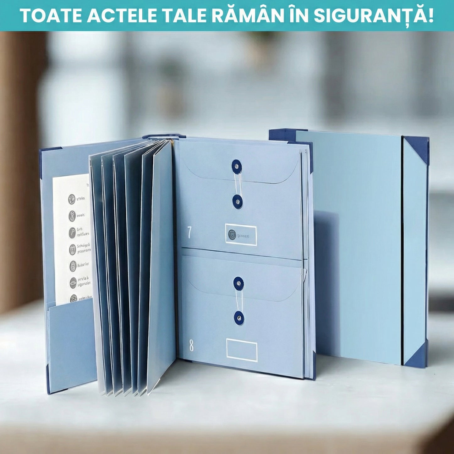 Organizator De Documente Elegant Cu 10 Plicuri Extensibile Și Etichete Adezive