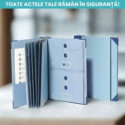 Organizator De Documente Elegant Cu 10 Plicuri Extensibile Și Etichete Adezive