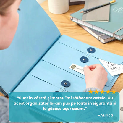 Organizator De Documente Elegant Cu 10 Plicuri Extensibile Și Etichete Adezive