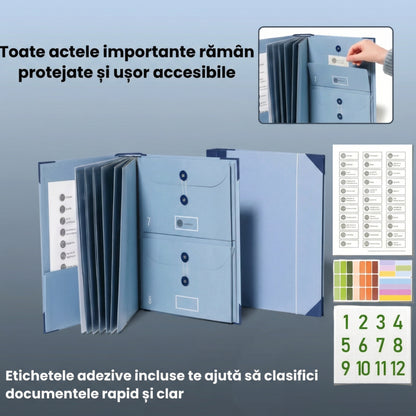 Organizator De Documente Elegant Cu 10 Plicuri Extensibile Și Etichete Adezive