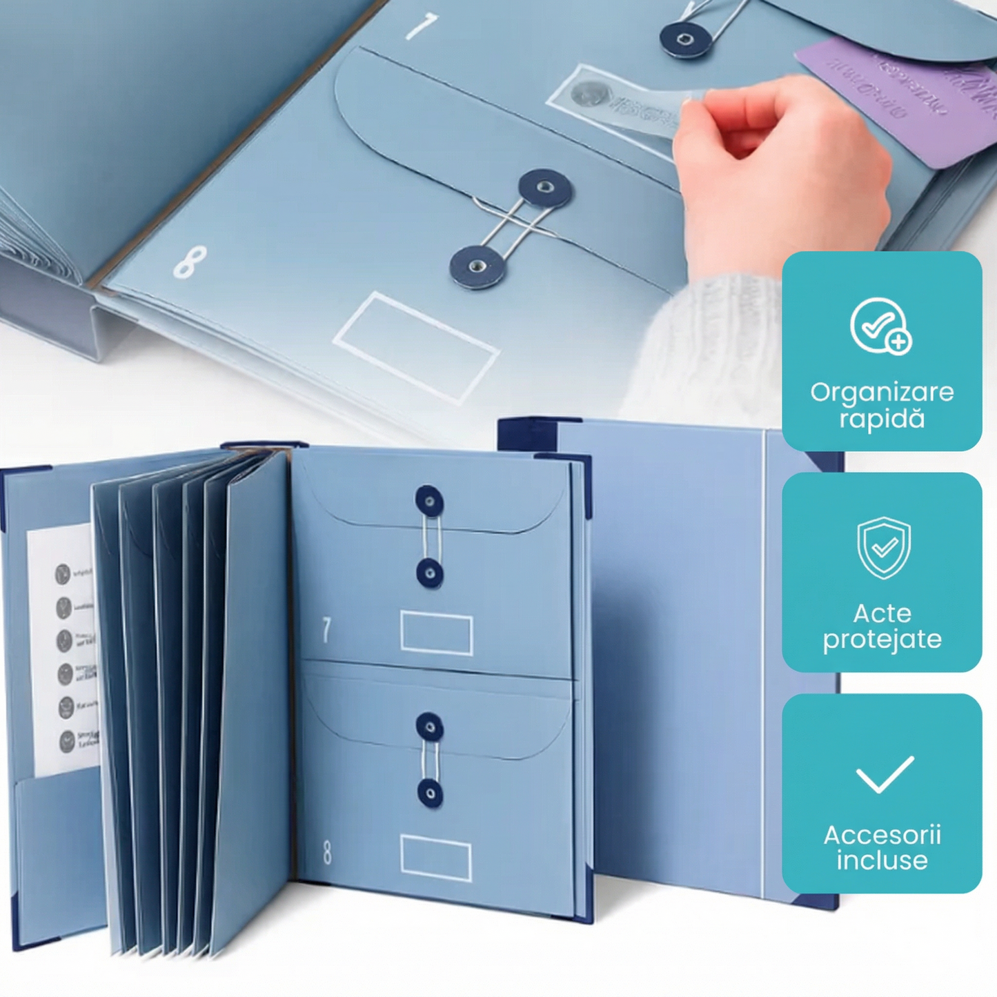 Organizator De Documente Elegant Cu 10 Plicuri Extensibile Și Etichete Adezive