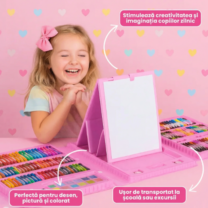 Trusă De Desen Completă Pentru Copii Cu 208 De Piese Și Suport Integrat