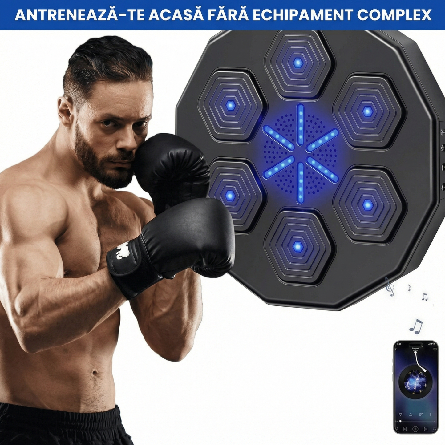 Aparat de Box pentru Antrenamente și Distracție Acasă cu Boxă Bluetooth