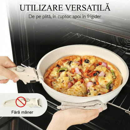 Set de Vase de Gatit 9 Piese,  Antiaderent, Termorezistent, Maner Detasabil, Dimensiuni 18/20/26 Cm, Pentru Plita, Cuptor si Aragaze pe Gaz