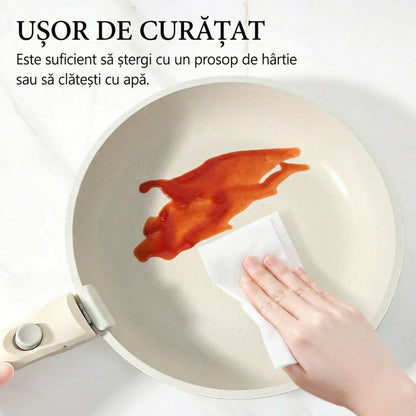 Set de Vase de Gatit 9 Piese,  Antiaderent, Termorezistent, Maner Detasabil, Dimensiuni 18/20/26 Cm, Pentru Plita, Cuptor si Aragaze pe Gaz