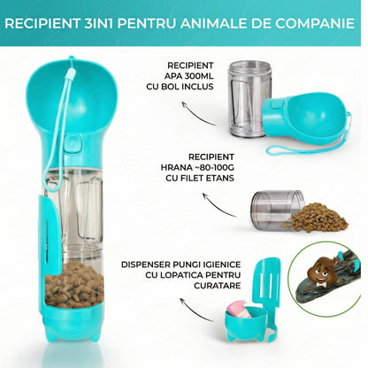 Sticlă Portabilă pentru Câini 3in1