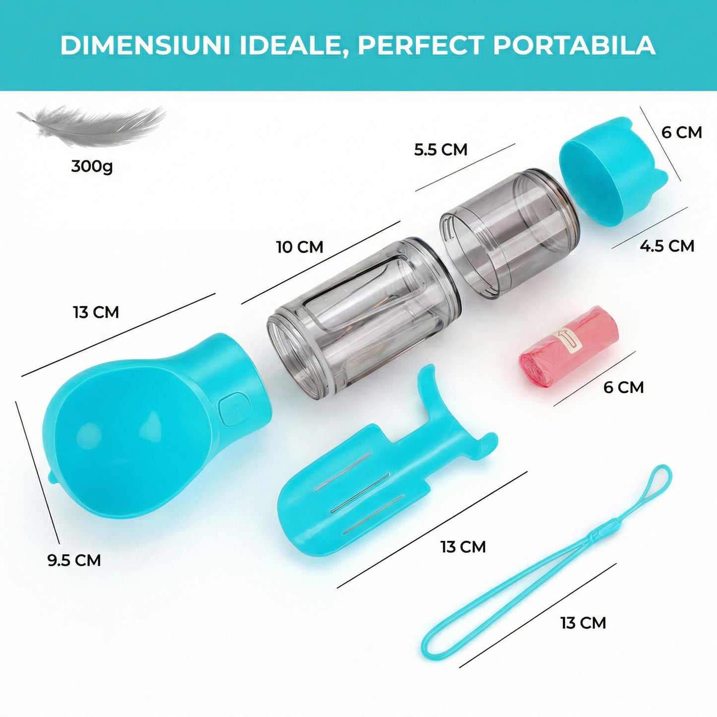 Sticlă Portabilă pentru Câini 3in1