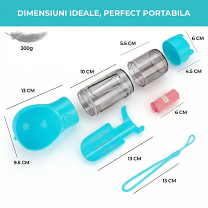 Sticlă Portabilă pentru Câini 3in1