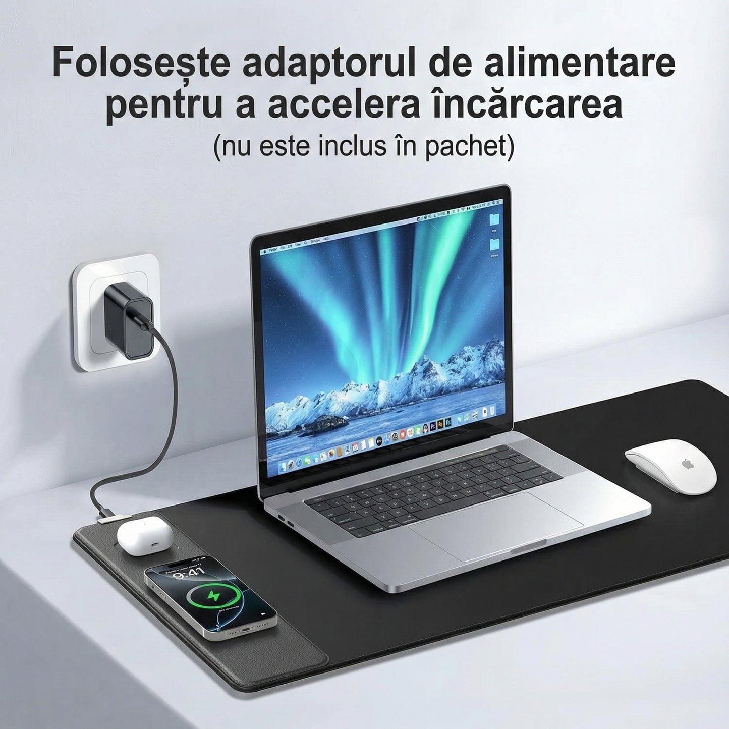 MousePad Mutifuncțional cu Încărcare Magnetică Wireless