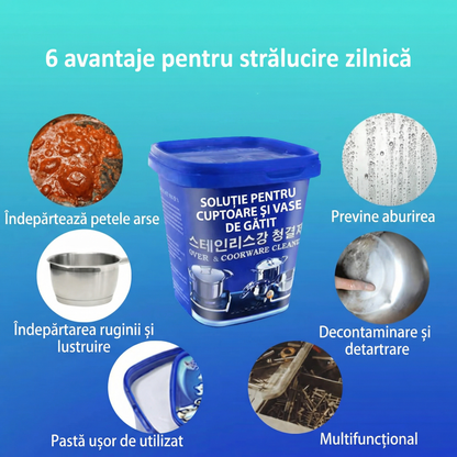 Soluție pentru Curățarea Vaselor din Inox, Aragaz și Plită