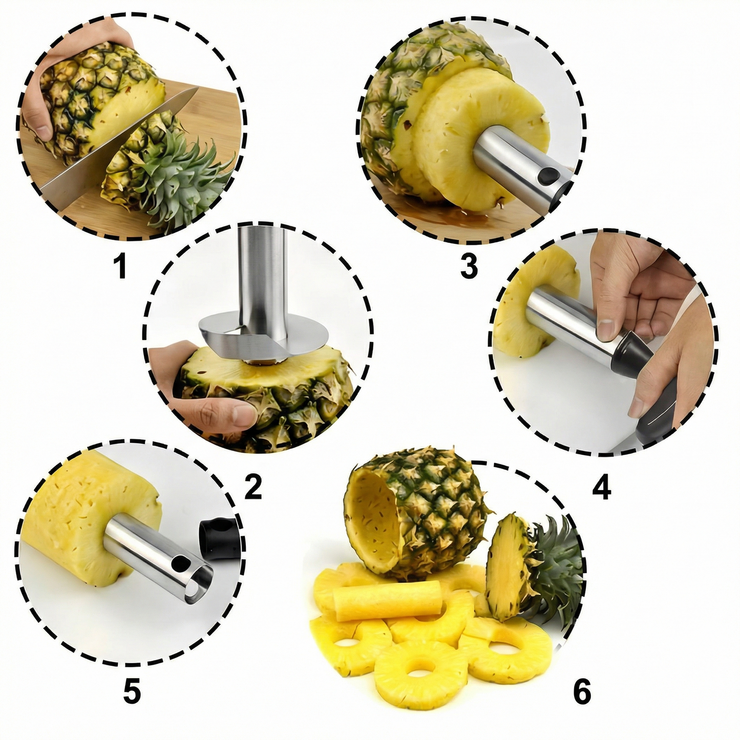 Curățător și Tăietor de Ananas din Oțel Inoxidabil