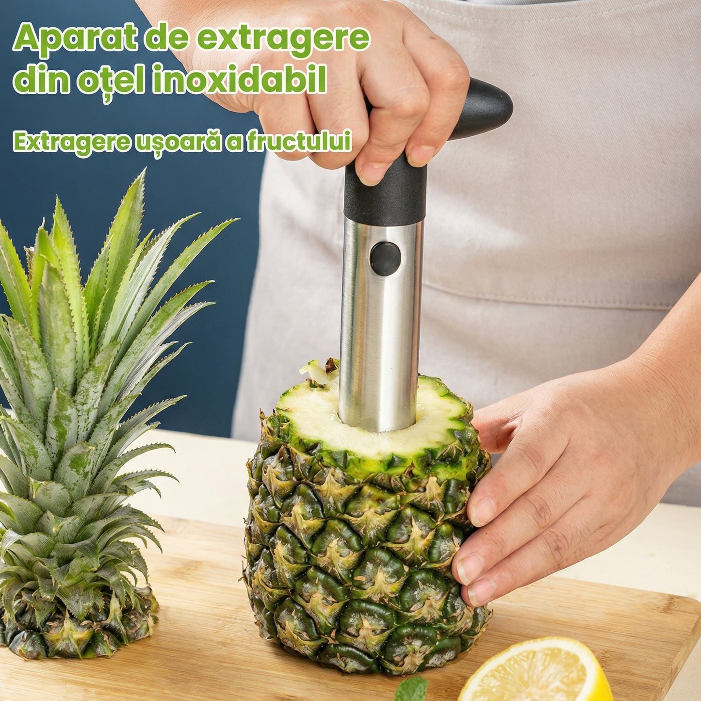 Curățător și Tăietor de Ananas din Oțel Inoxidabil