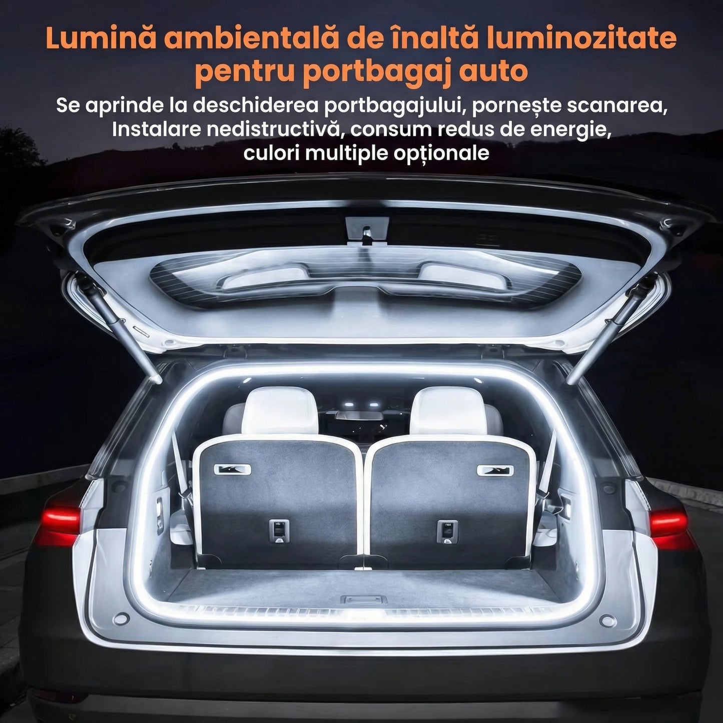 Bandă LED pentru Mașină de 2M cu 3 Variante de Culori